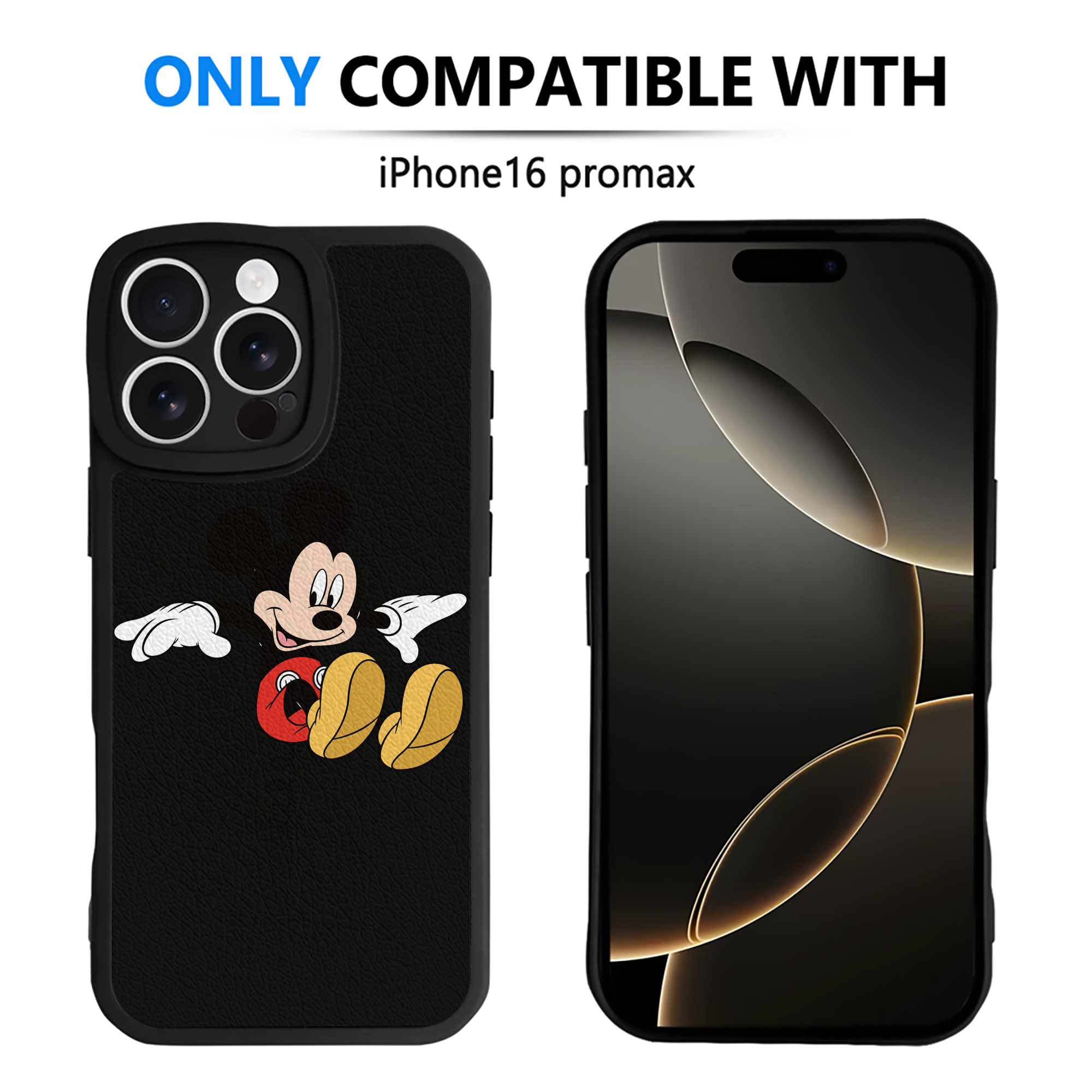 （画像用） ミッキーマウス Mickey Mouse 【iPhone 16シリーズ対応】シリコンスマホケース（レザー調） 材質：シリコン